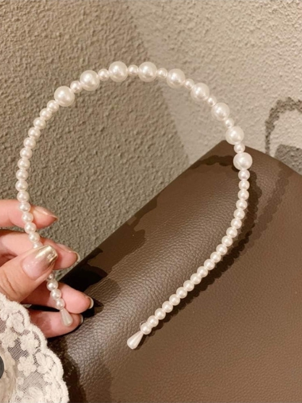 Faux Pearl Beaded Headband - White BNIB